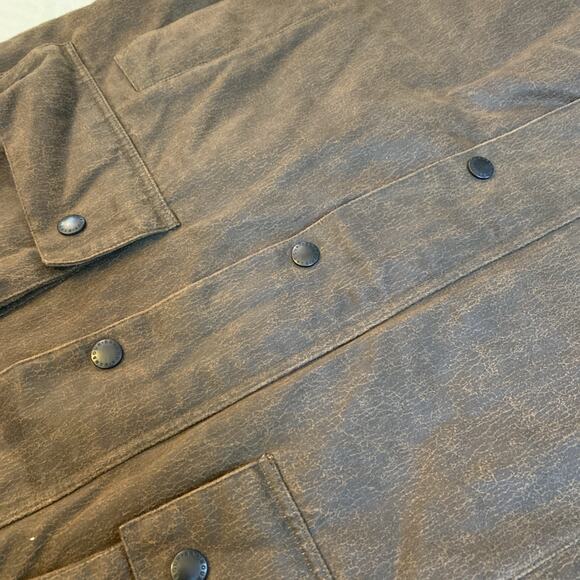 Barbour Weather Worked Beaufort Wax Jacket Mens Large Brown Chore Utility Coat - Picture 12 of 14